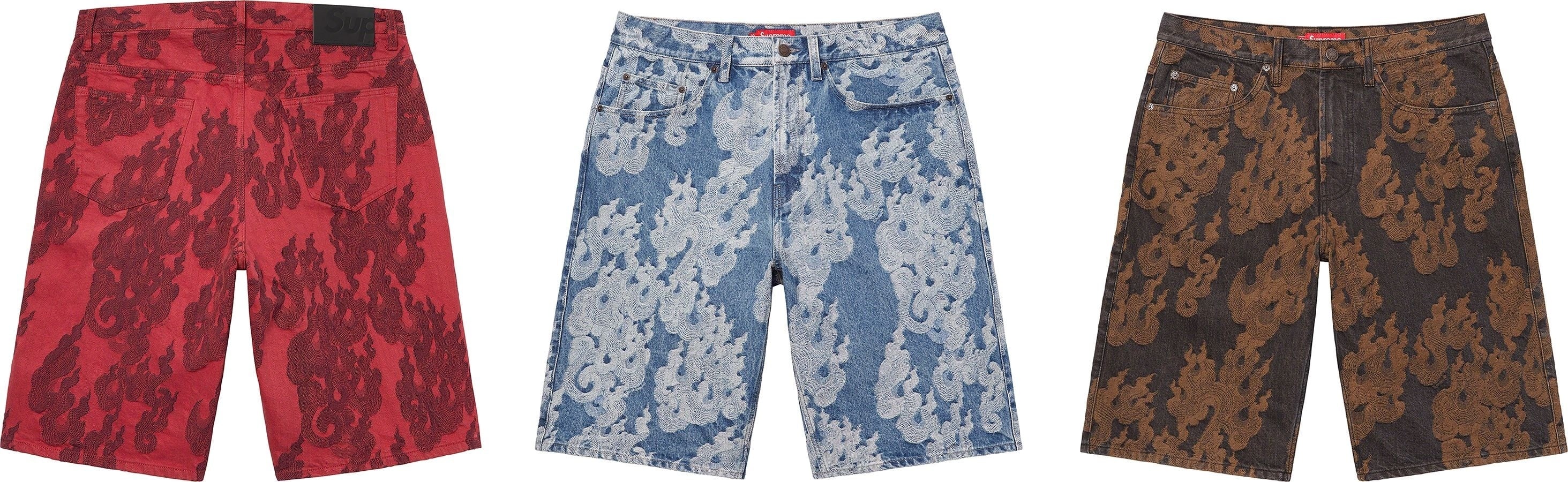 Flames Jacquard Baggy Denim Short